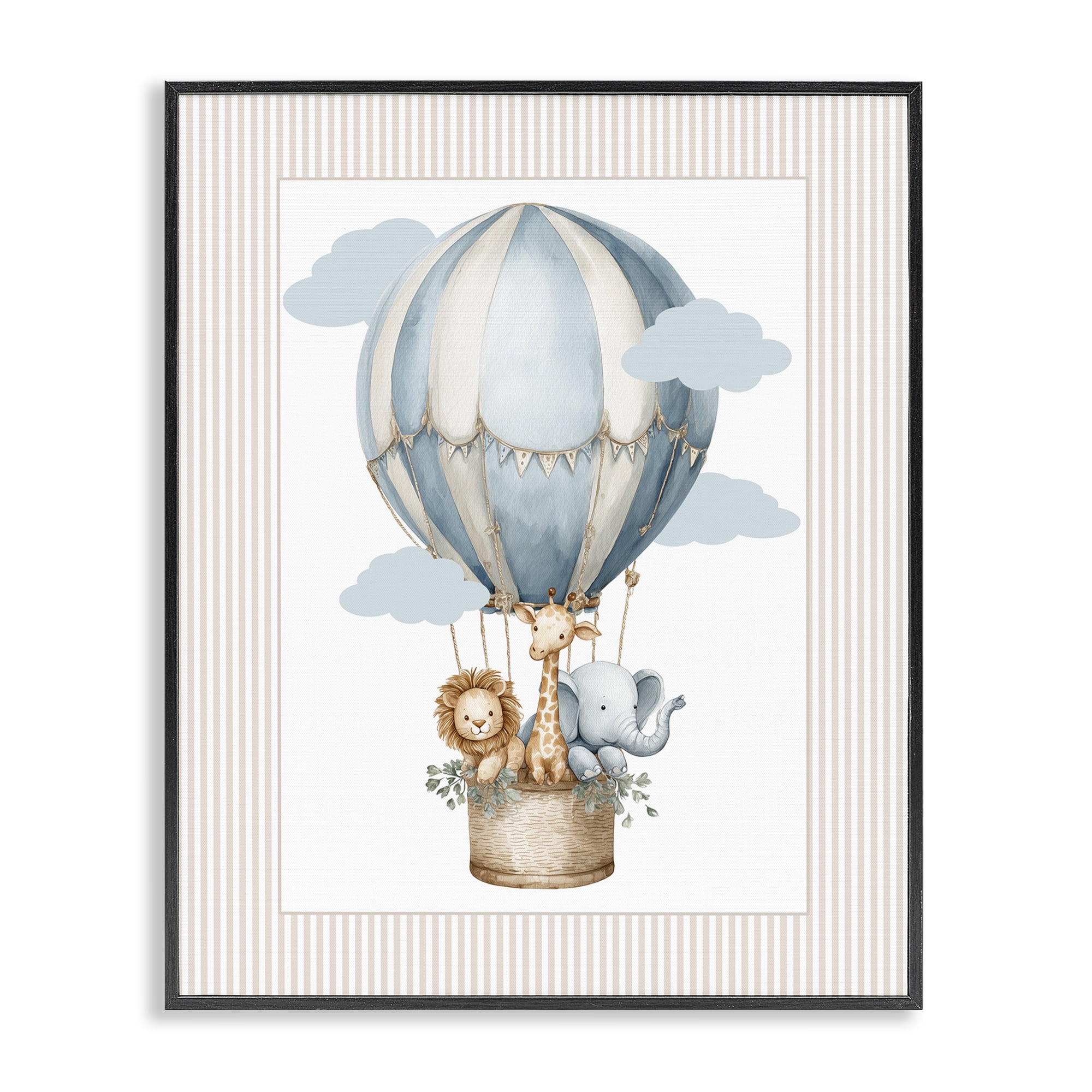Stupell Industries Hot Air Balloon Animals Black Framed Giclee Art, design by Christine Simpson Art
