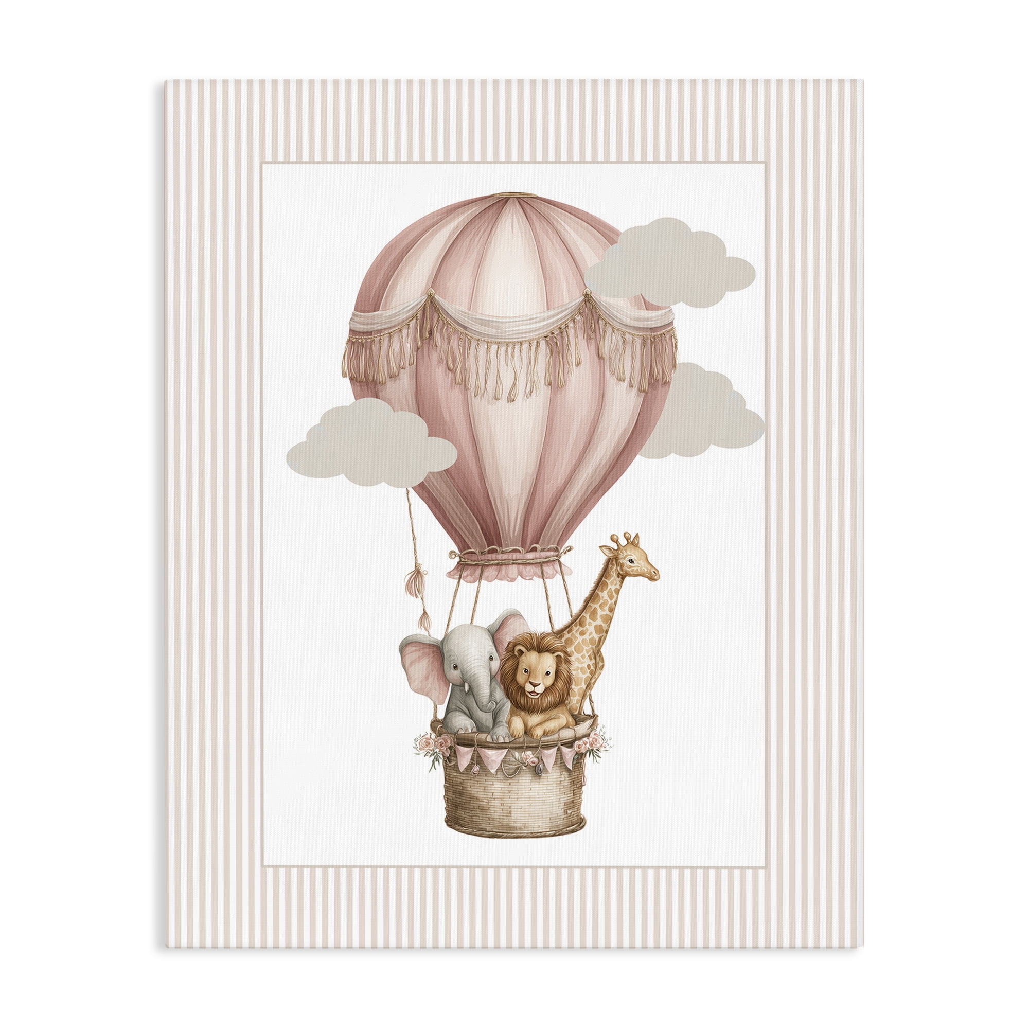 Stupell Industries Hot Air Balloon Animals Pink Canvas Wall Art, design by Christine Simpson Art
