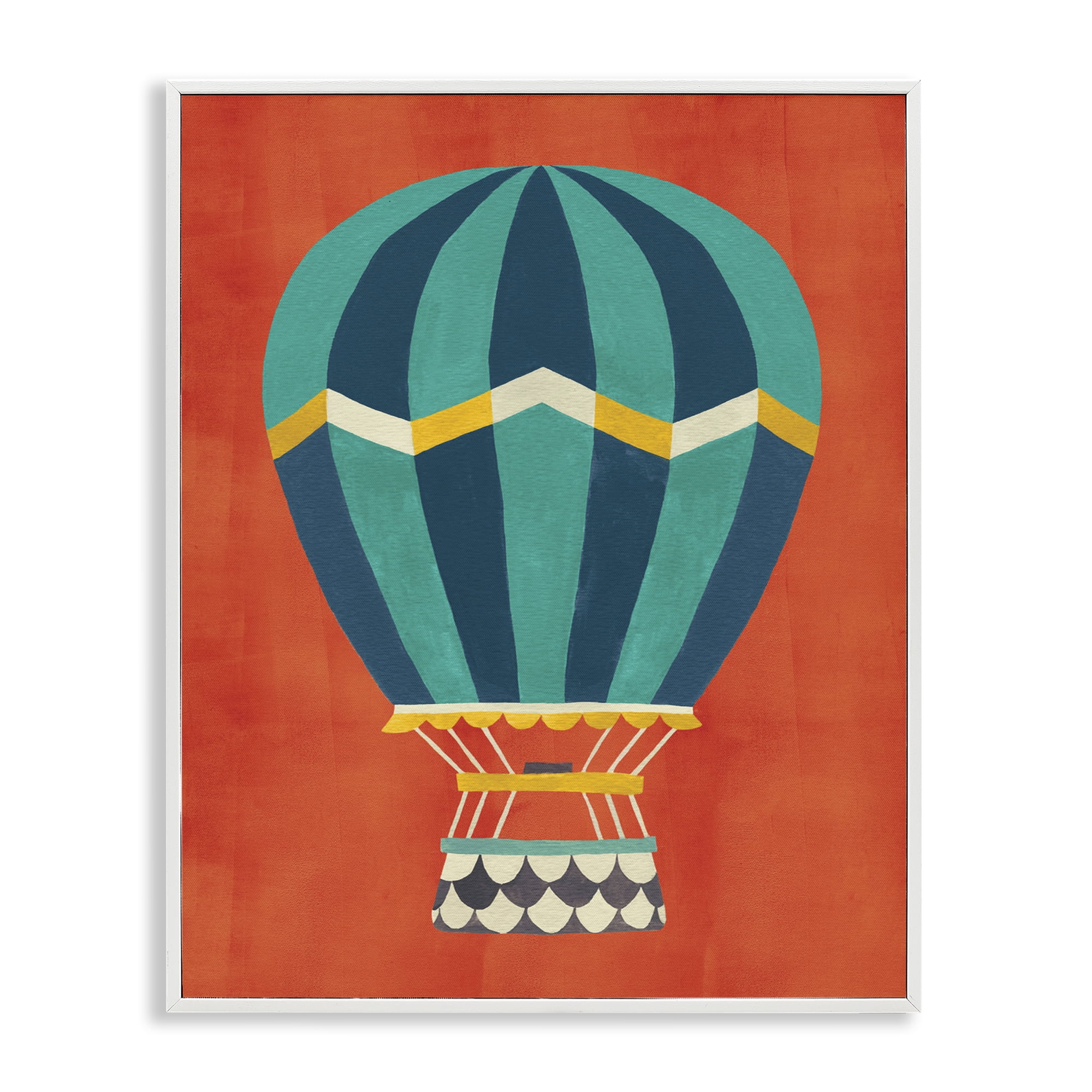 Stupell Industries Hot Air Balloon on Red Transportation Painting White Framed Art Print Wall Art, 11 x 14