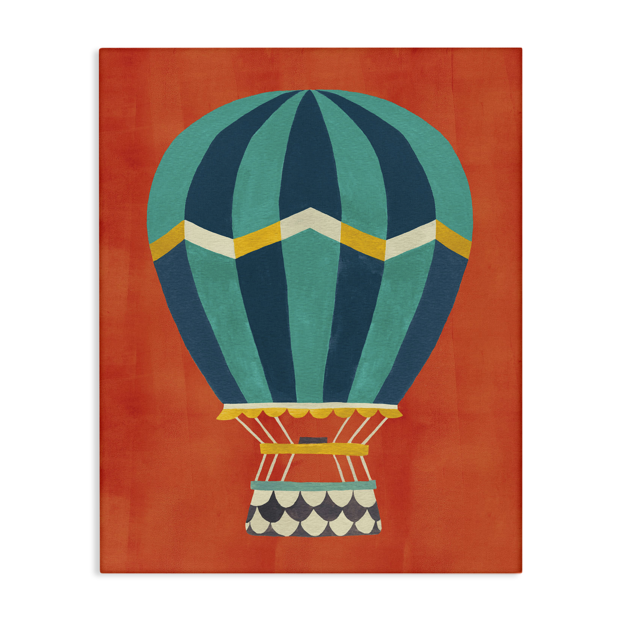 Stupell Industries Hot Air Balloon on Red Transportation Painting Wrapped Canvas Art Print Wall Art, 16 x 20