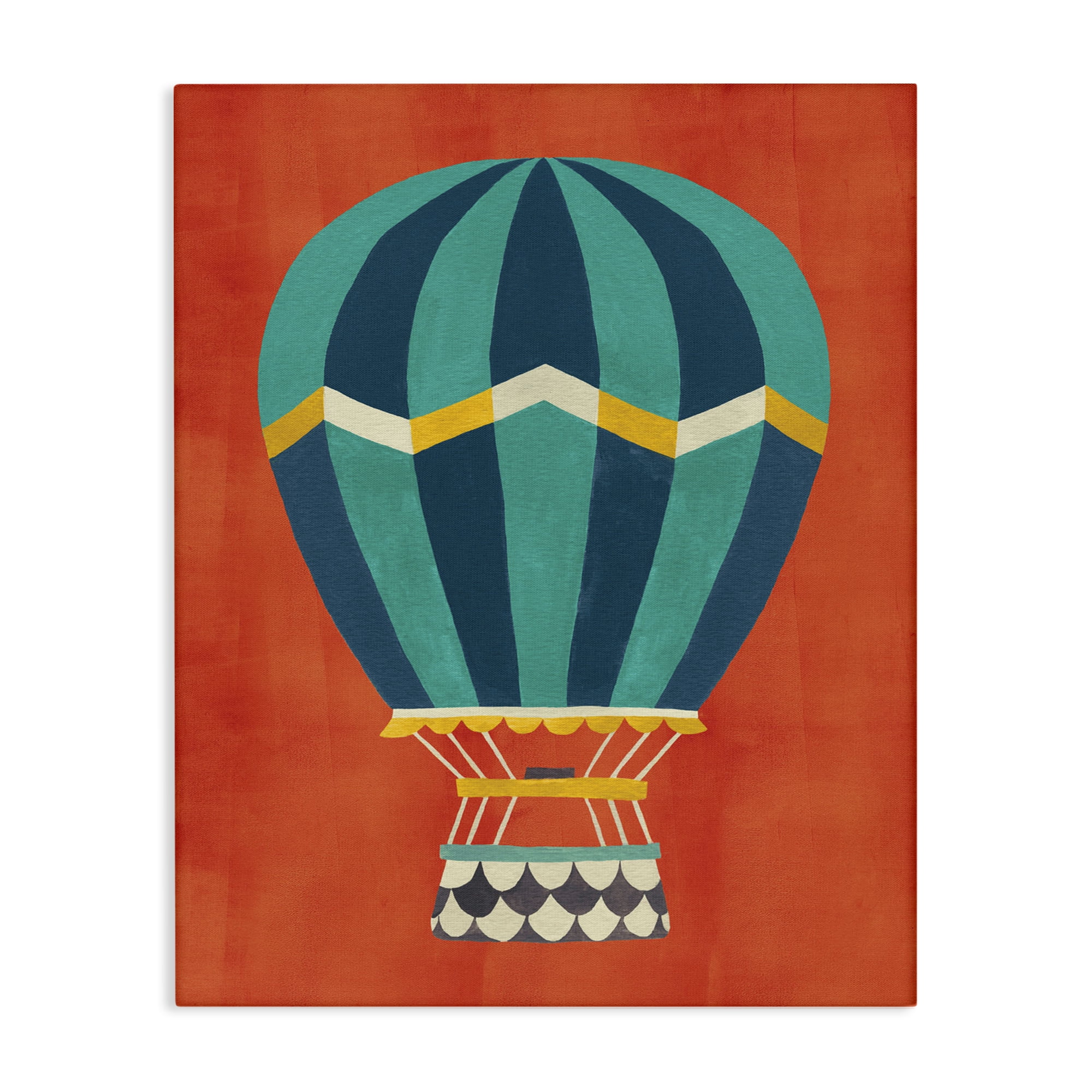 Stupell Industries Hot Air Balloon on Red Transportation Painting Wrapped Canvas Art Print Wall Art, 30 x 40