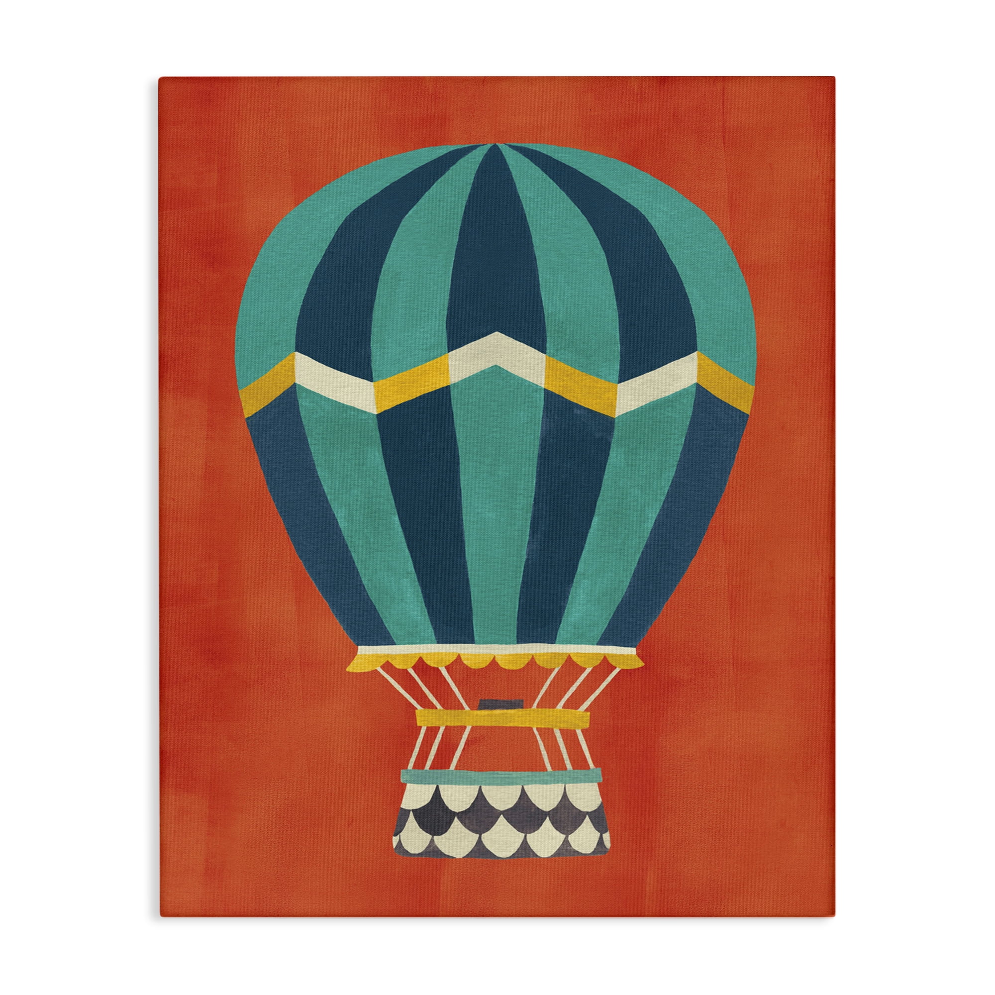 Stupell Industries Hot Air Balloon on Red Transportation Painting Wrapped Canvas Art Print Wall Art, 36 x 48