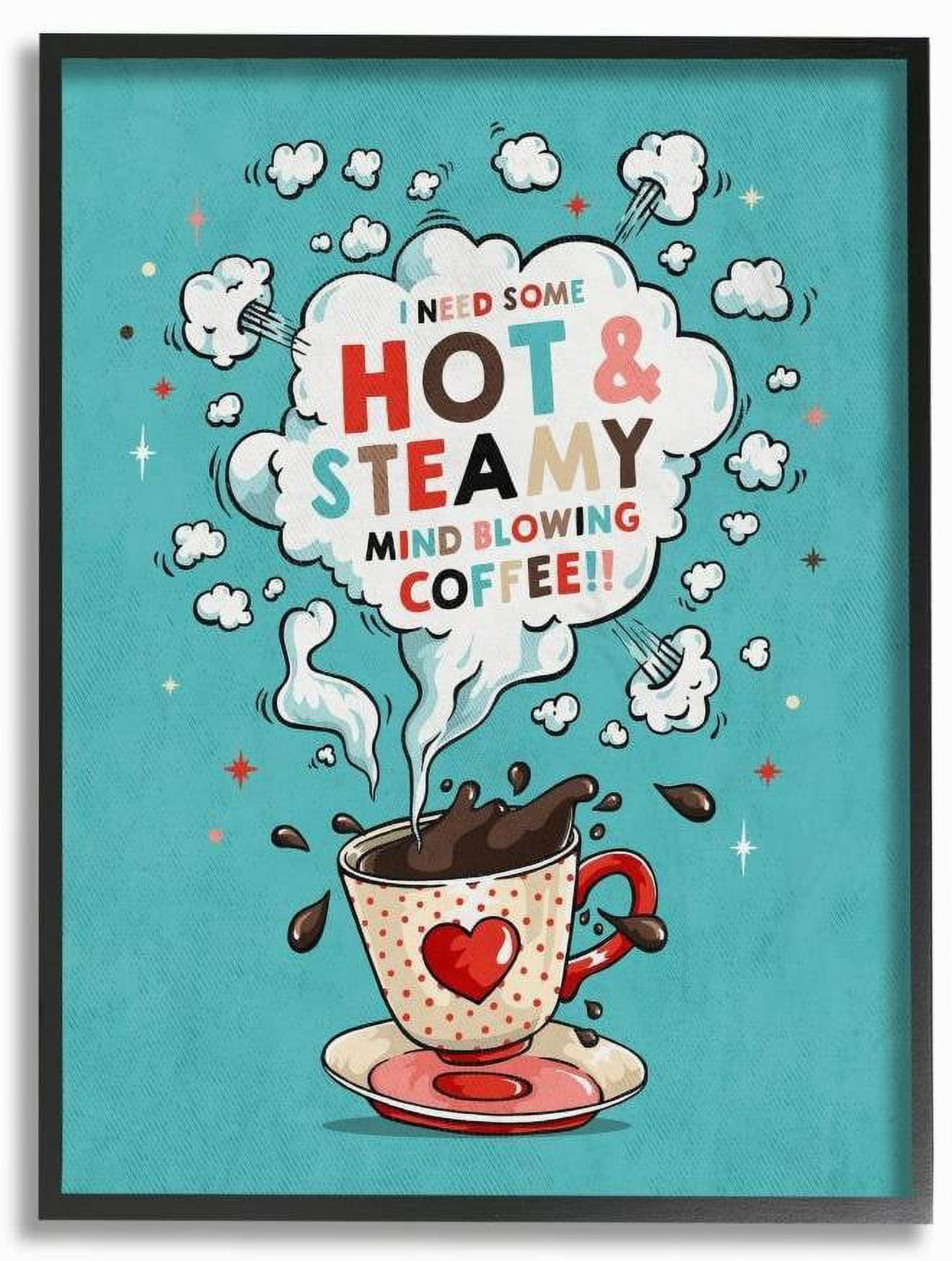 Stupell Industries Hot And Steamy Coffee Vintage Comic Book Design Framed Wall Art by Ester Kay