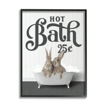 Stupell Industries Hot Bath Bunnies Animals & Insects Painting Black Framed Art Print Wall Art, 11 x 14