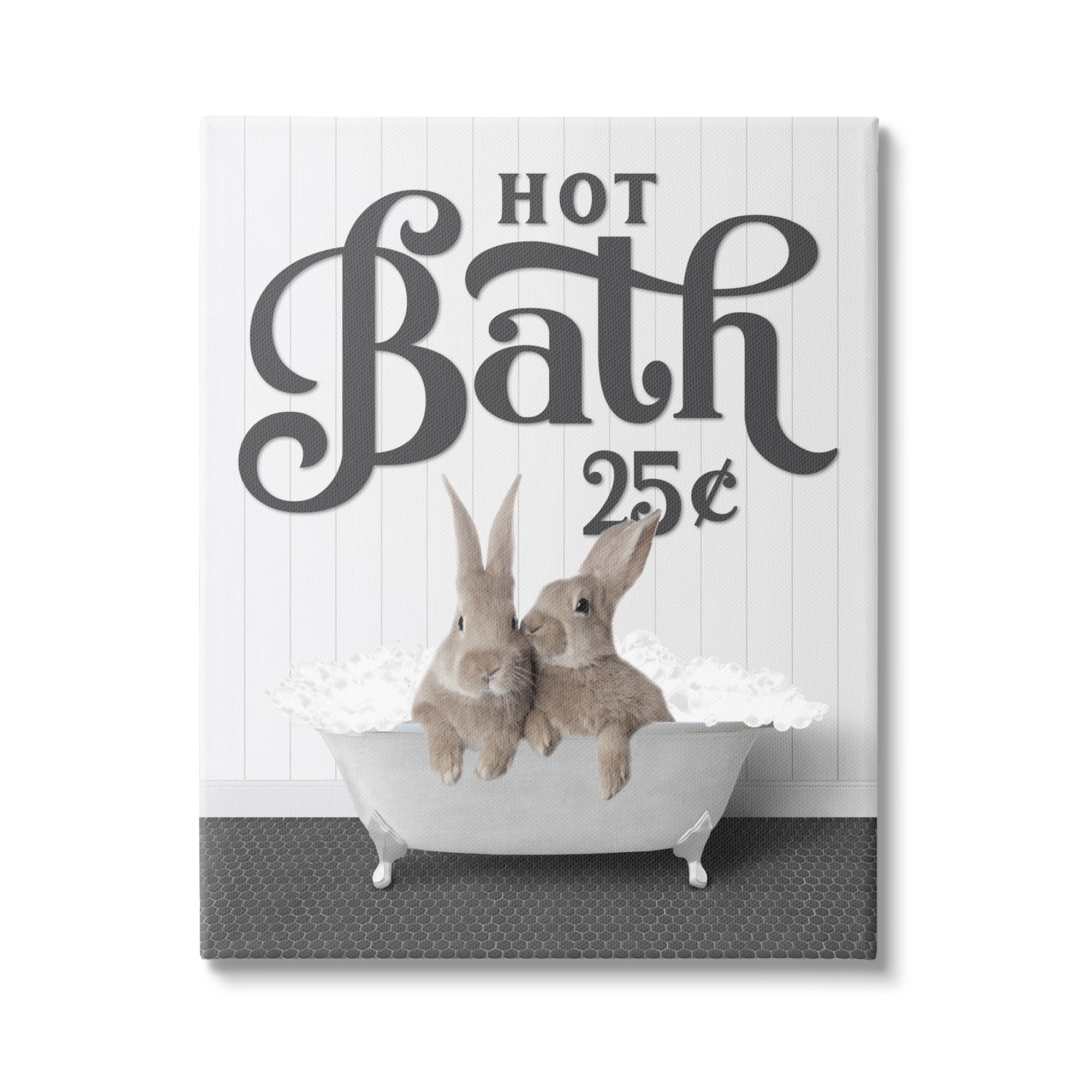 Stupell Industries Hot Bath Bunnies Animals & Insects Painting Gallery Wrapped Canvas Print Wall Art, 16 x 20