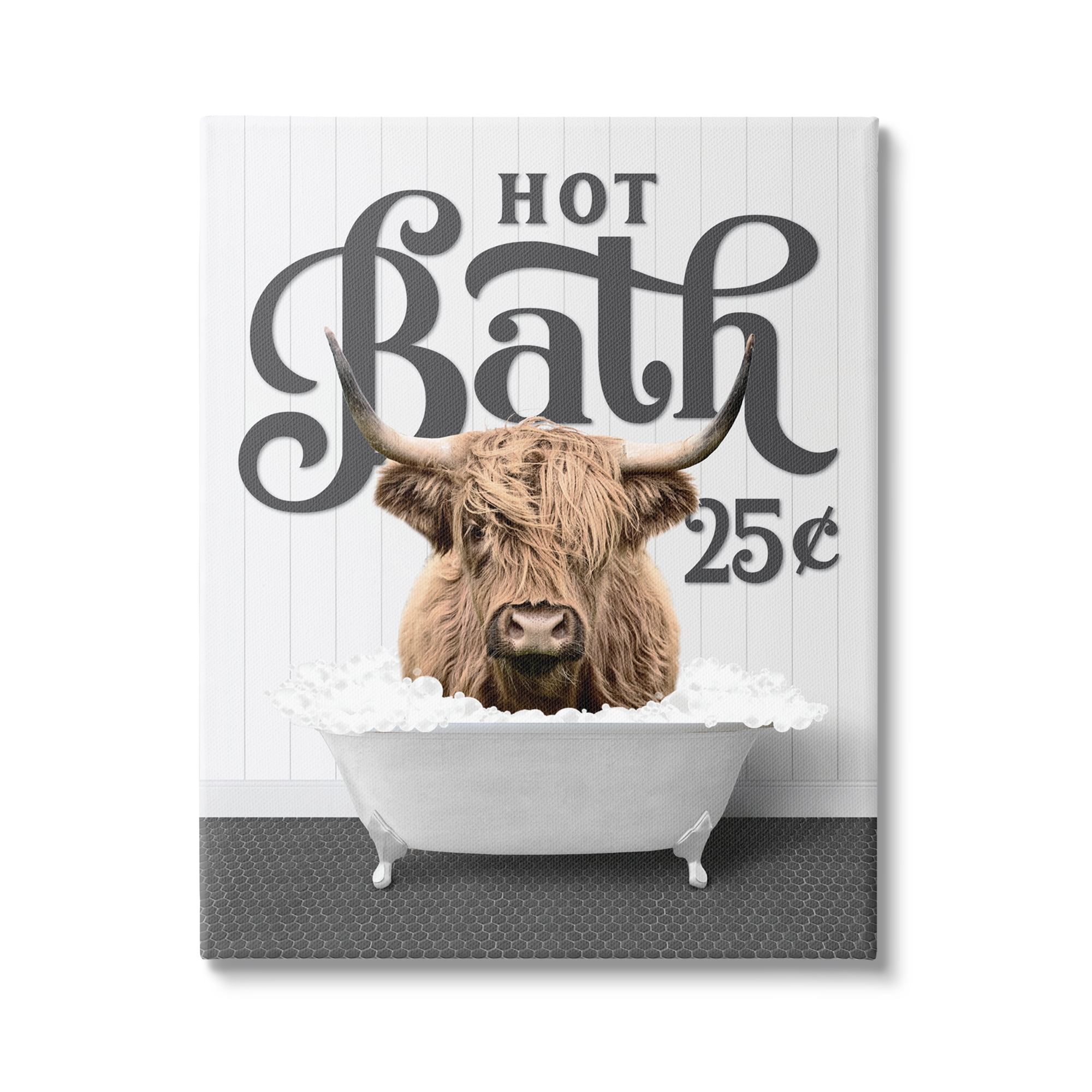 Stupell Industries Hot Bath Cattle Animals & Insects Painting Gallery Wrapped Canvas Print Wall Art, 16 x 20