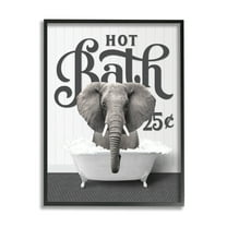Stupell Industries Hot Bath Elephant Animals & Insects Painting Black Framed Art Print Wall Art, 11 x 14