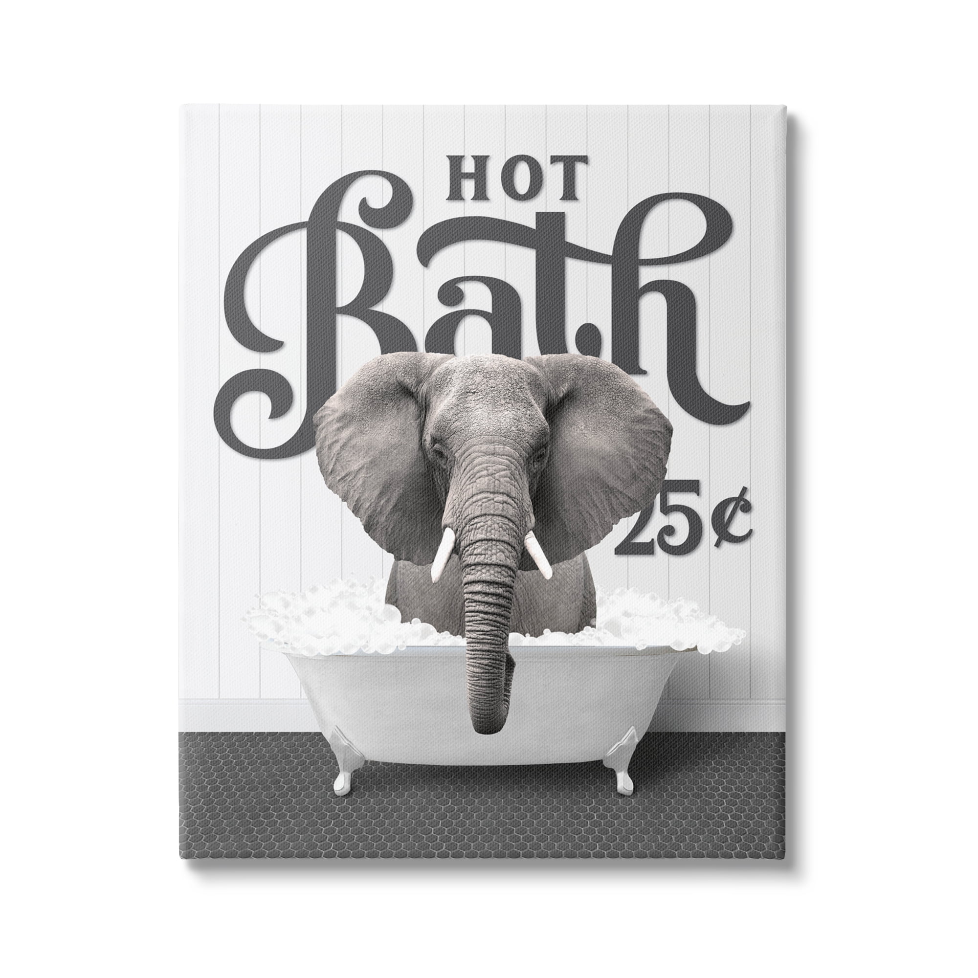 Stupell Industries Hot Bath Elephant Animals & Insects Painting Gallery Wrapped Canvas Print Wall Art, 36 x 48