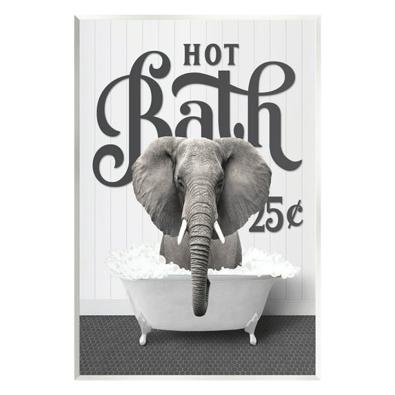 Stupell Industries Hot Bath Elephant Animals & Insects Painting Unframed Art Print Wall Art, 13 x 19