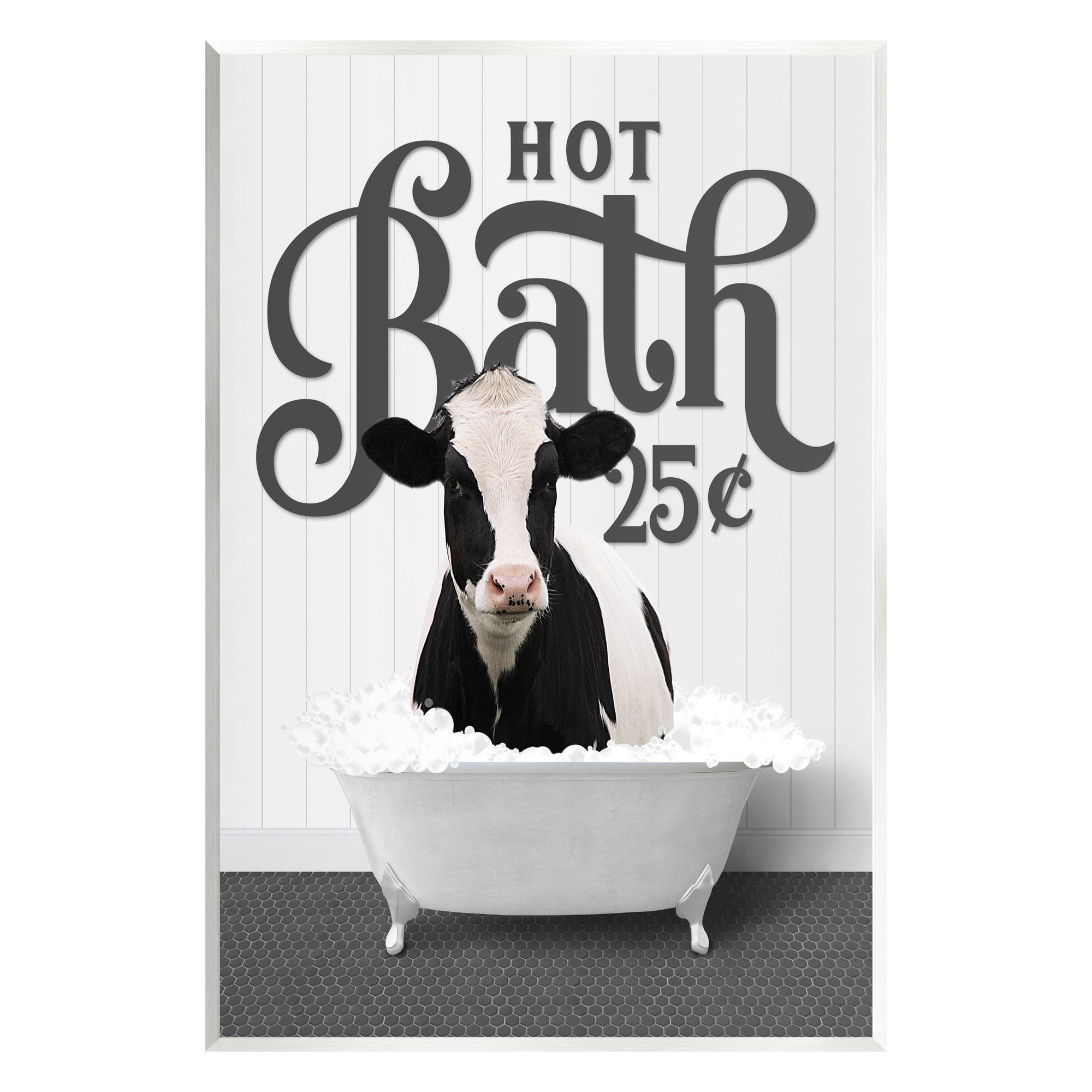 Stupell Industries Hot Bath Farmhouse Cow Animals & Insects Painting Unframed Art Print Wall Art, 10 x 15