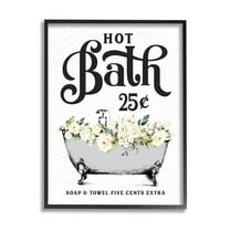 Stupell Industries Hot Bath Floral Tub Botanical & Floral Painting Black Framed Art Print Wall Art, 11 x 14