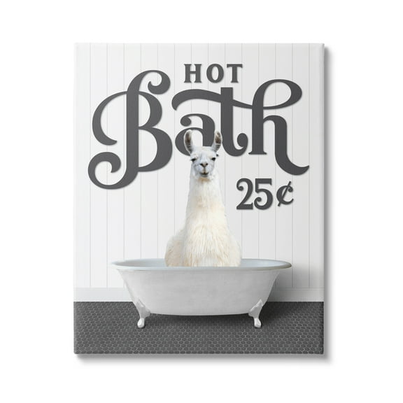 Stupell Industries Hot Bath Llama Sign Animals & Insects Painting Gallery Wrapped Canvas Print Wall Art, 16 x 20