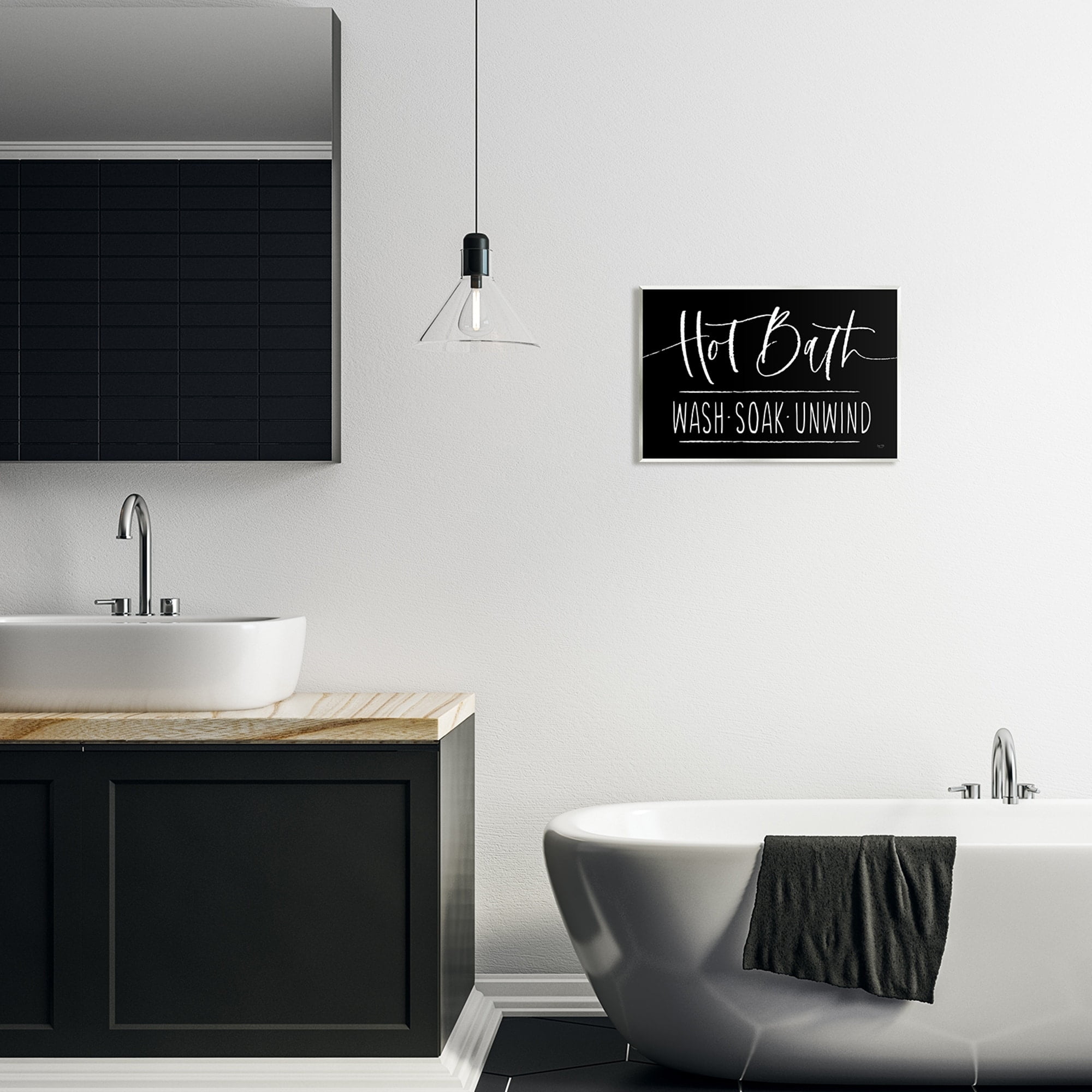 Stupell Industries Hot Bath Wash Soak Unwind Bathroom Typography Graphic Art Unframed Art Print Wall Art, Design by Lux + Me Designs