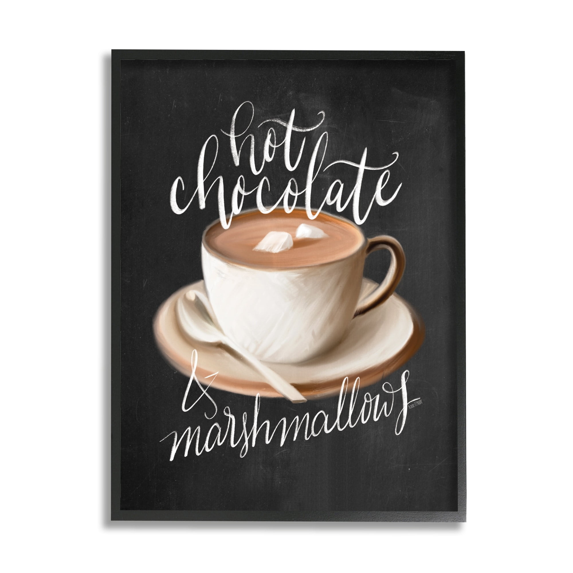 Stupell Industries Hot Chocolate Cozy Winter Beverage Calligraphy Cafe Sign Framed Wall Art, 11 x 14, Design by House Fenway