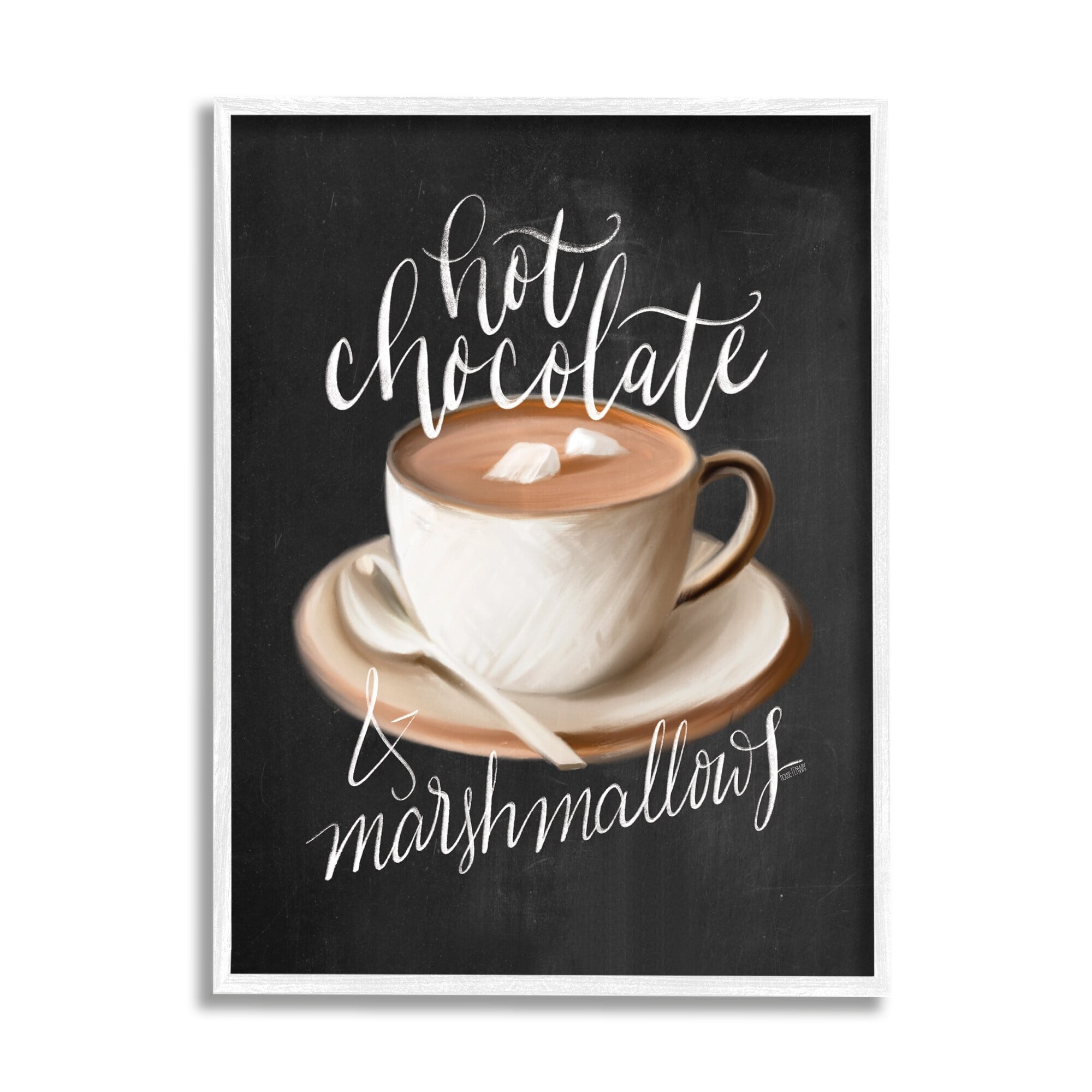Stupell Industries Hot Chocolate Cozy Winter Beverage Calligraphy Cafe Sign Framed Wall Art, 24 x 30, Design by House Fenway