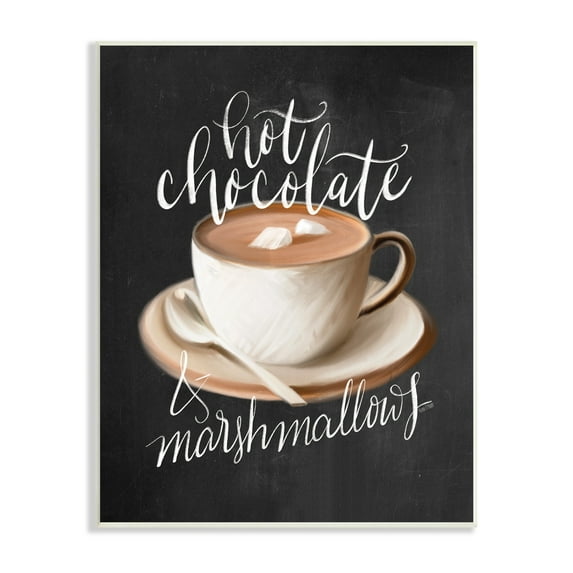 Stupell Industries Hot Chocolate Cozy Winter Beverage Calligraphy Cafe Sign Wood Wall Art, 13 x 19, Design by House Fenway
