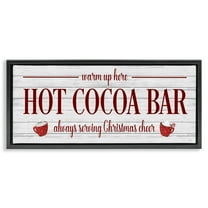 Stupell Industries Hot Cocoa Bar Winter Beverage Holiday Painting Black Floater Framed Canvas Art Print Wall Art, 25 x 11