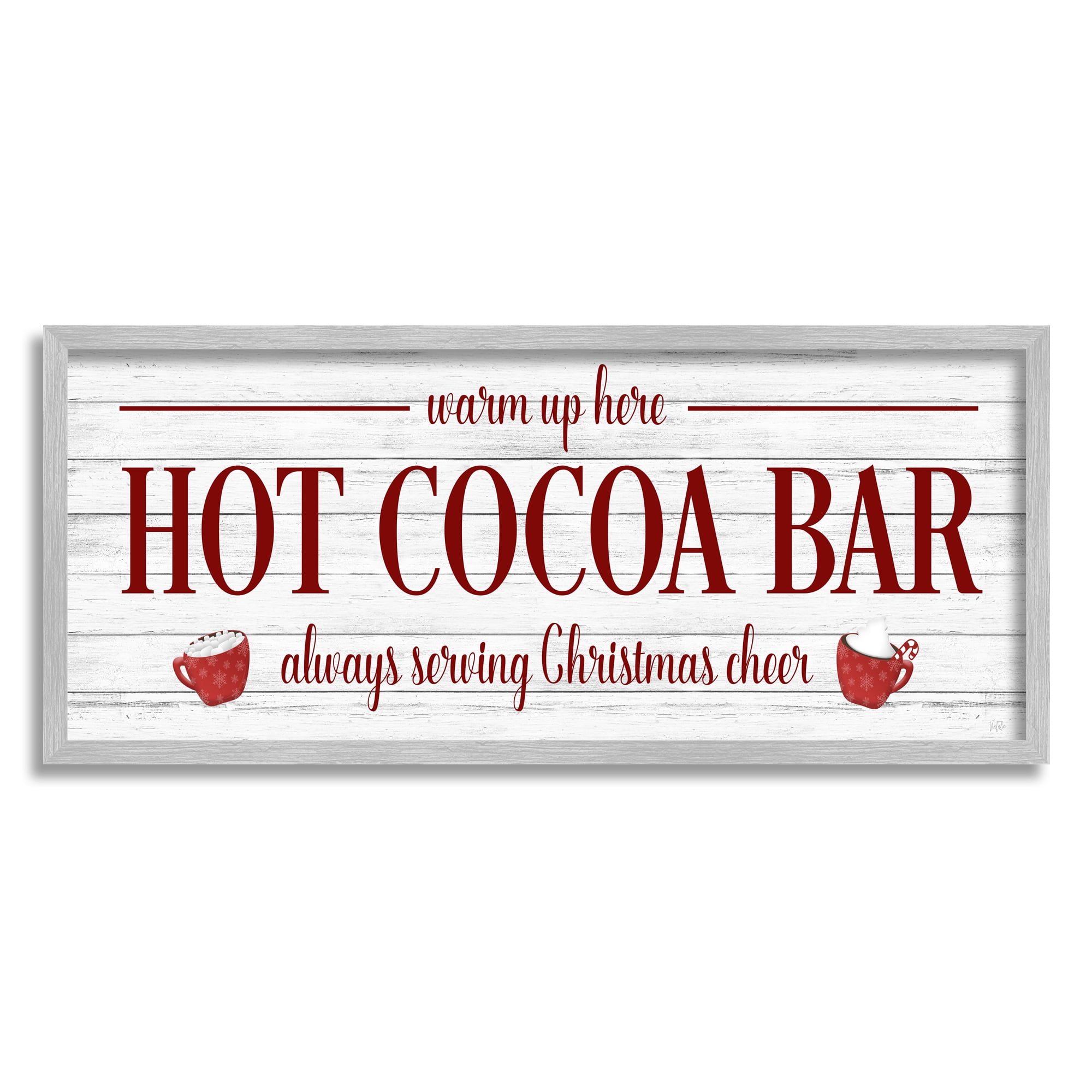 Stupell Industries Hot Cocoa Bar Winter Beverage Holiday Painting Gray Framed Art Print Wall Art
