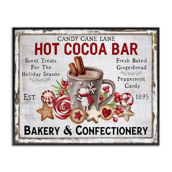 Stupell Industries Hot Cocoa Confectionery Holiday Painting Black Framed Art Prints Wall Art, 14 x 11