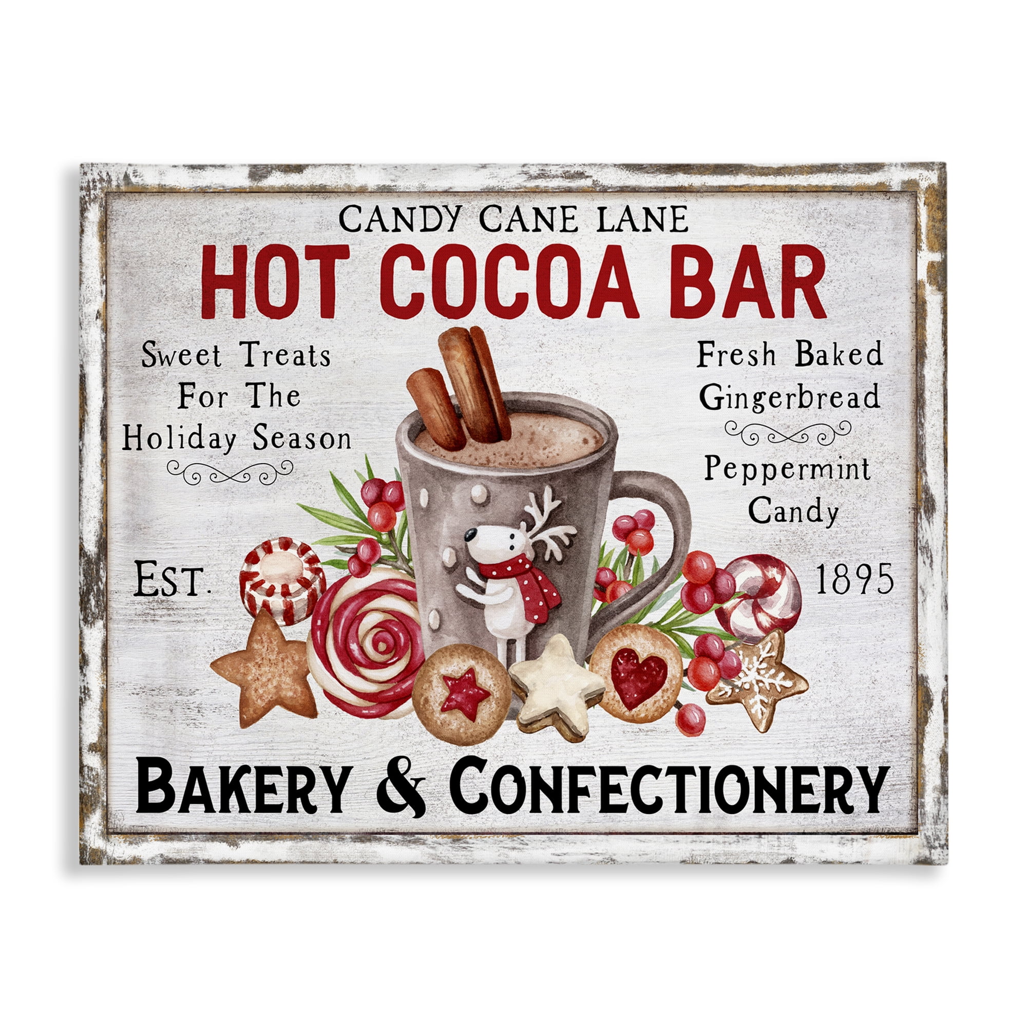 Stupell Industries Hot Cocoa Confectionery Holiday Painting Gallery Wrapped Canvas Art Prints Wall Art, 48 x 36