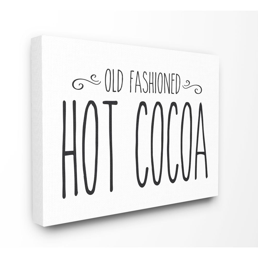 Stupell Industries Hot Cocoa Holiday Christmas Black And White Word DesignCanvas Wall Art By Artist Lettered and Lined