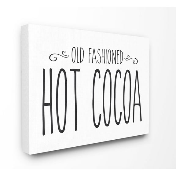 Stupell Industries Hot Cocoa Holiday Christmas Black And White Word DesignCanvas Wall Art By Artist Lettered and Lined