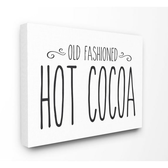 Stupell Industries Hot Cocoa Holiday Christmas Black And White Word DesignCanvas Wall Art By Artist Lettered and Lined