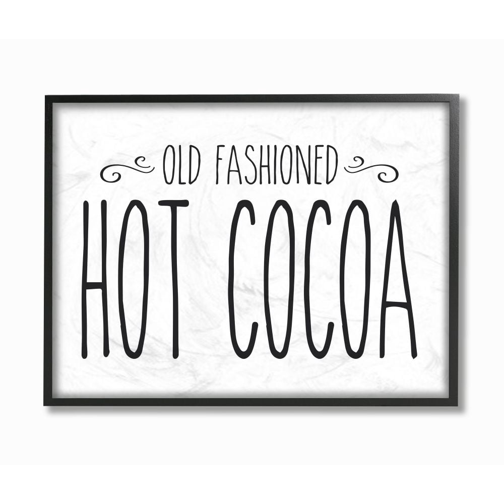 Stupell Industries Hot Cocoa Holiday Christmas Black And White Word DesignFramed Wall Art By Artist Lettered and Lined
