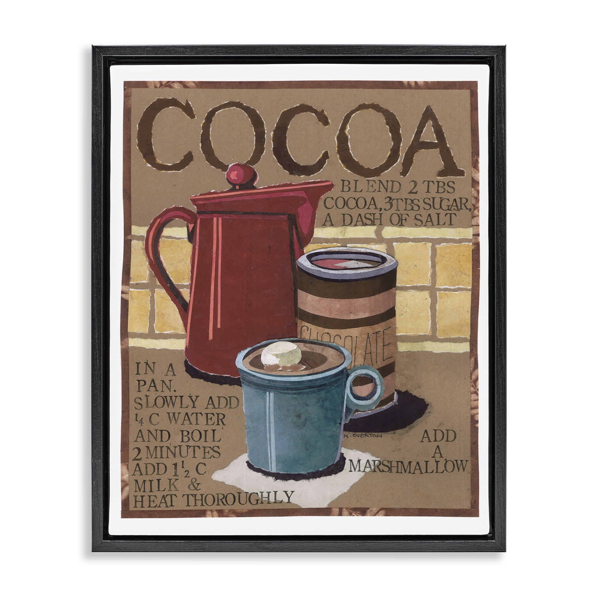 Stupell Industries Hot Cocoa Recipe Food & Beverage Painting Black Floater Framed Art Print Wall Art, 25 x 31