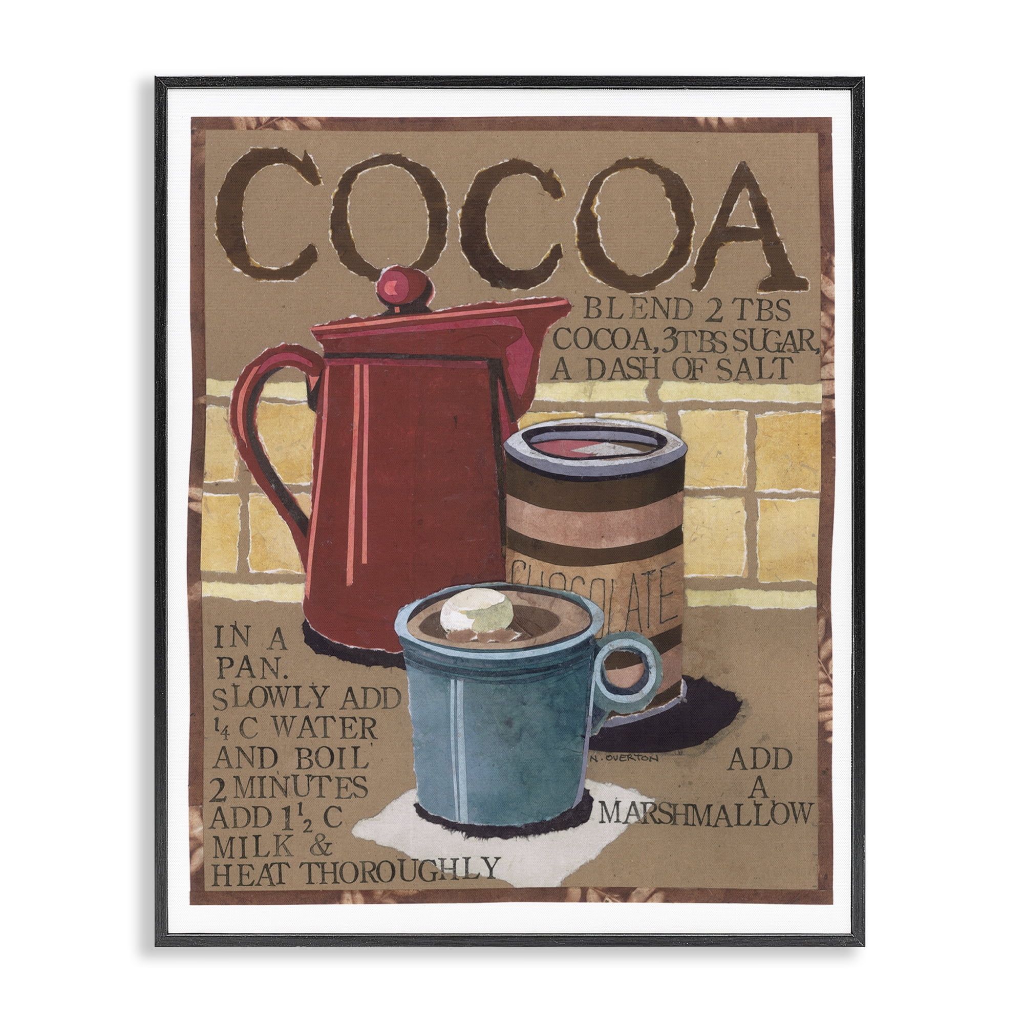 Stupell Industries Hot Cocoa Recipe Food & Beverage Painting Black Framed Art Print Wall Art, 16 x 20