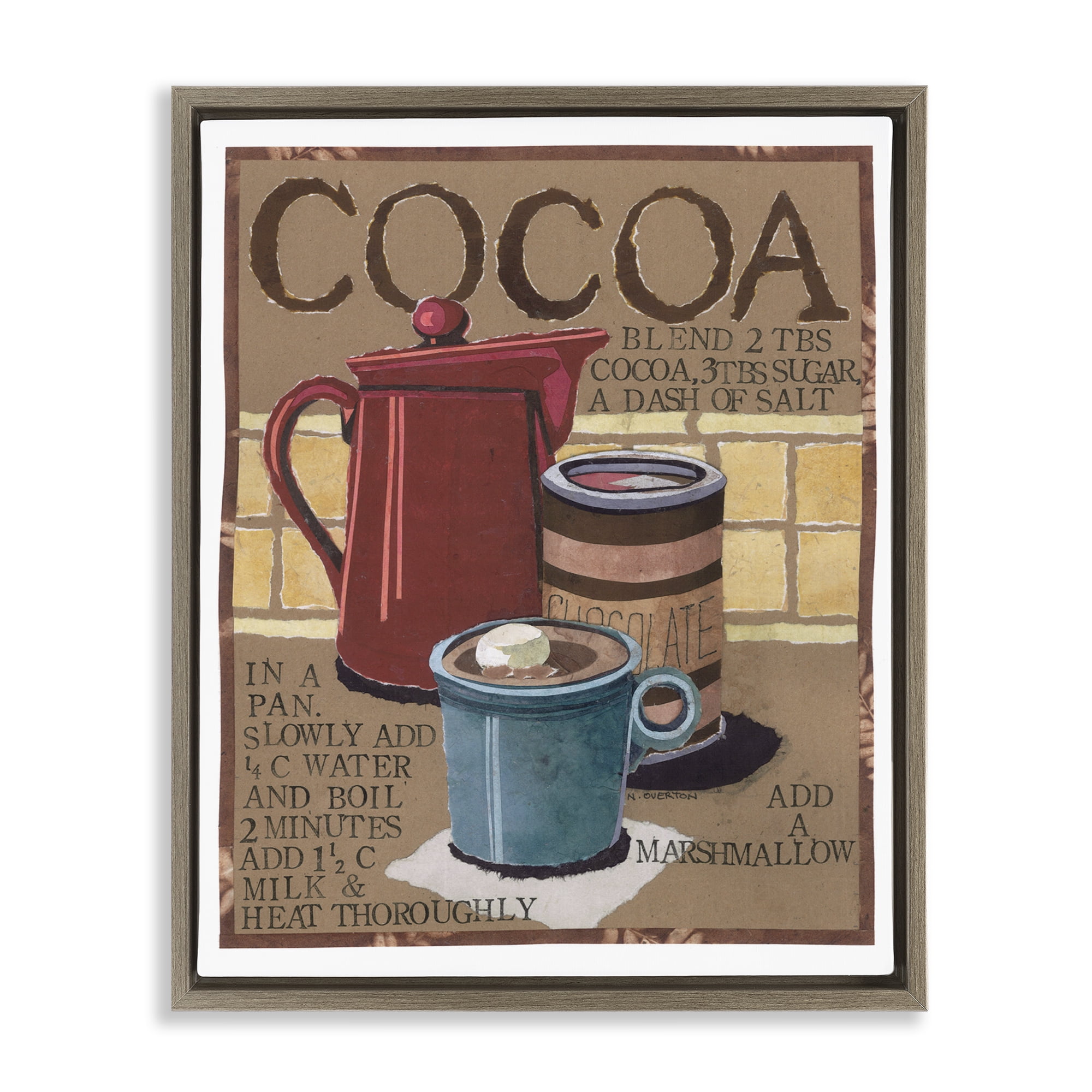 Stupell Industries Hot Cocoa Recipe Food & Beverage Painting Brown Floater Framed Art Print Wall Art, 25 x 31