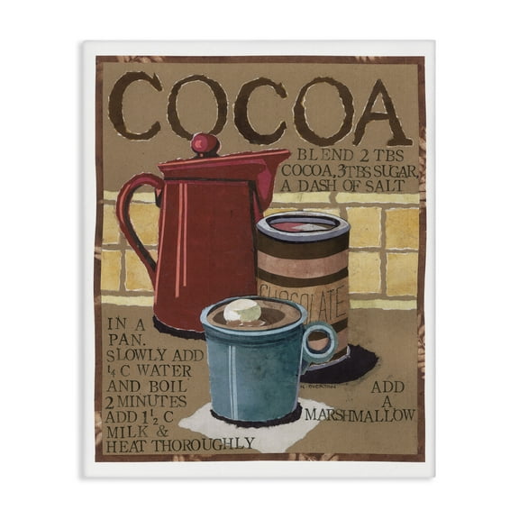 Stupell Industries Hot Cocoa Recipe Food & Beverage Painting Gallery Wrapped Canvas Art Print Wall Art, 16 x 20