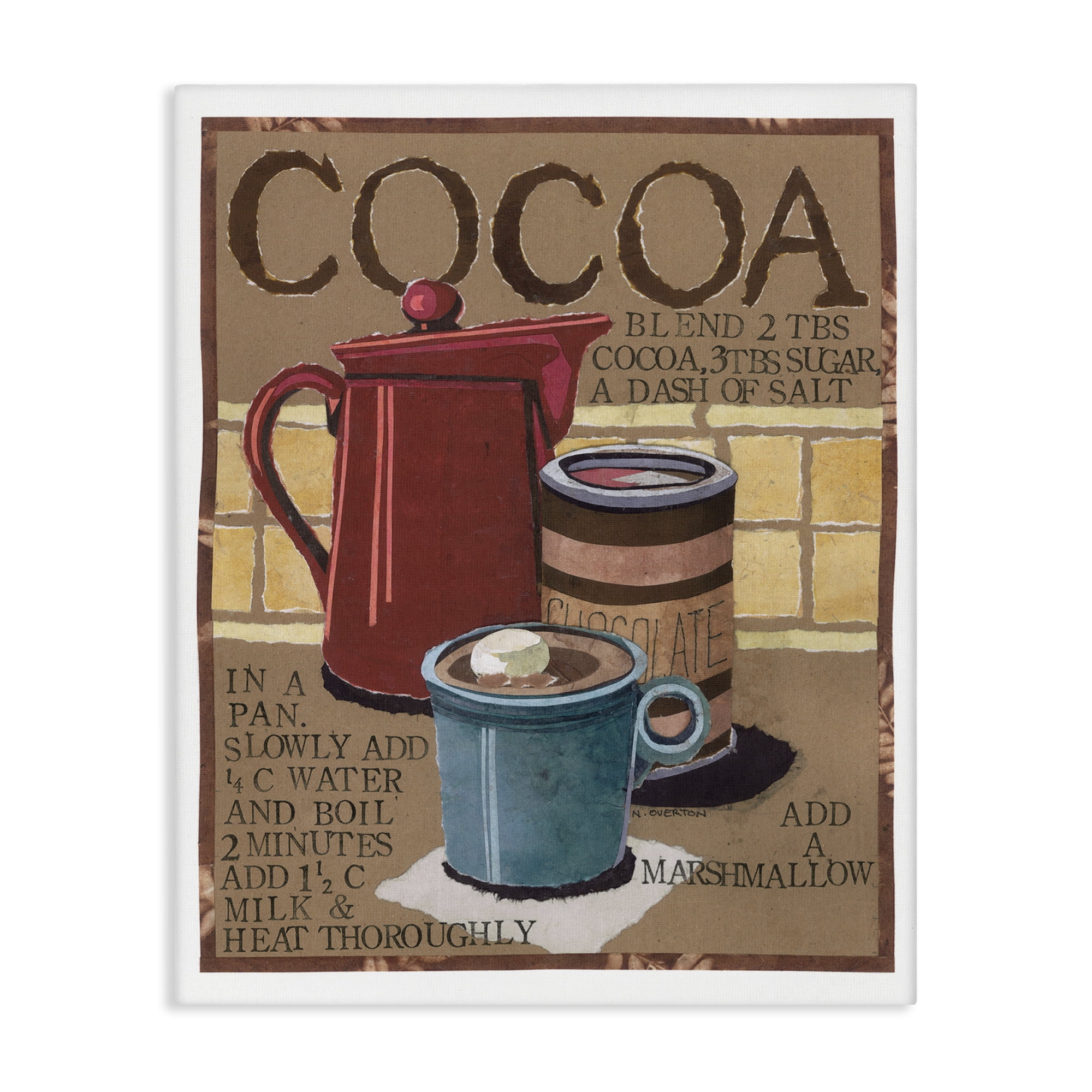 Stupell Industries Hot Cocoa Recipe Food & Beverage Painting Gallery Wrapped Canvas Art Print Wall Art, 30 x 40