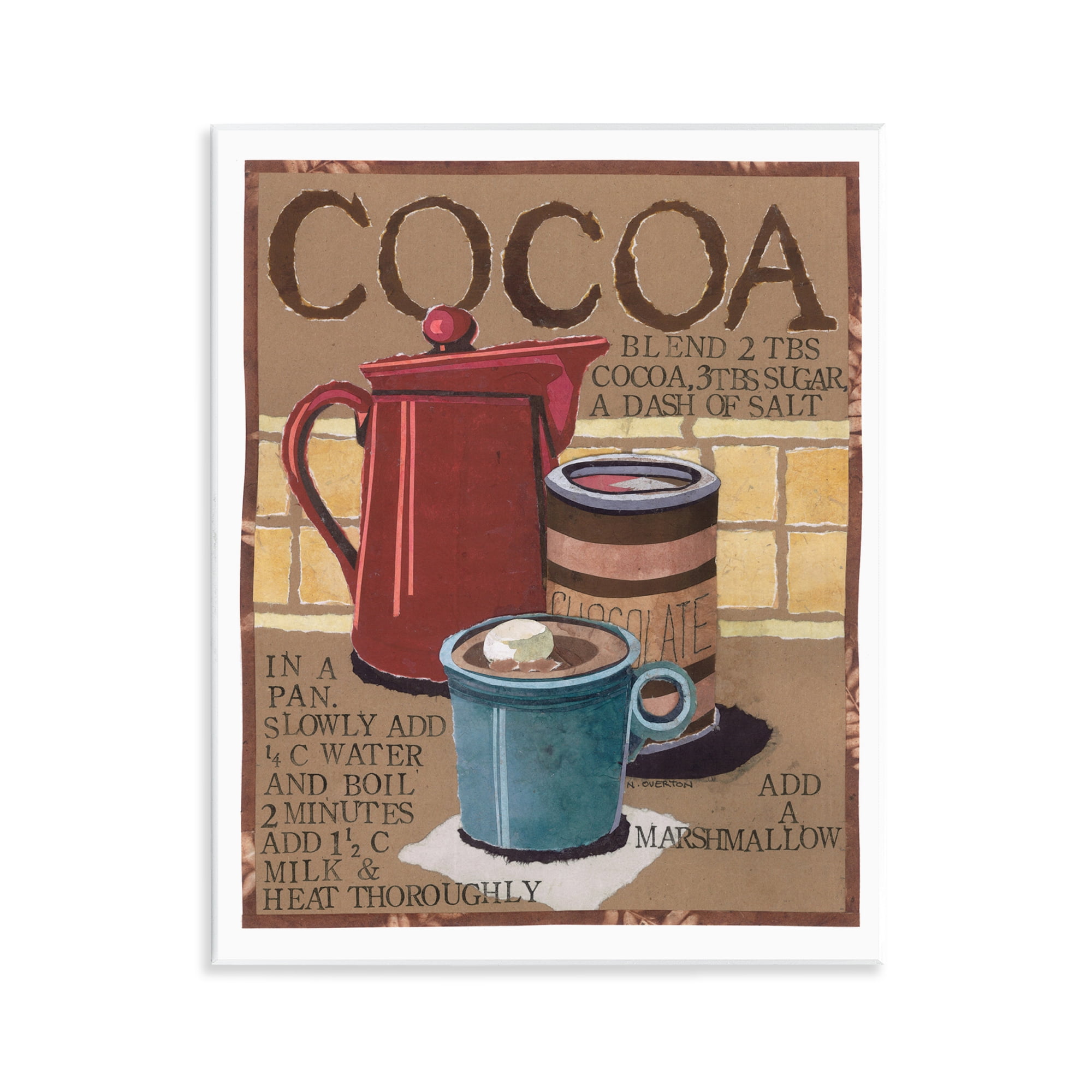 Stupell Industries Hot Cocoa Recipe Food & Beverage Painting Unframed Art Print Wall Art, 11 x 14