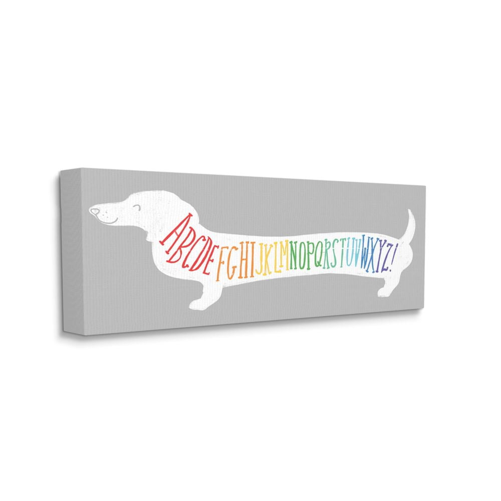 Stupell Industries Hot Dog Alphabet Animal Pet Rainbow Word Design Canvas Wall Art by Daphne Polselli