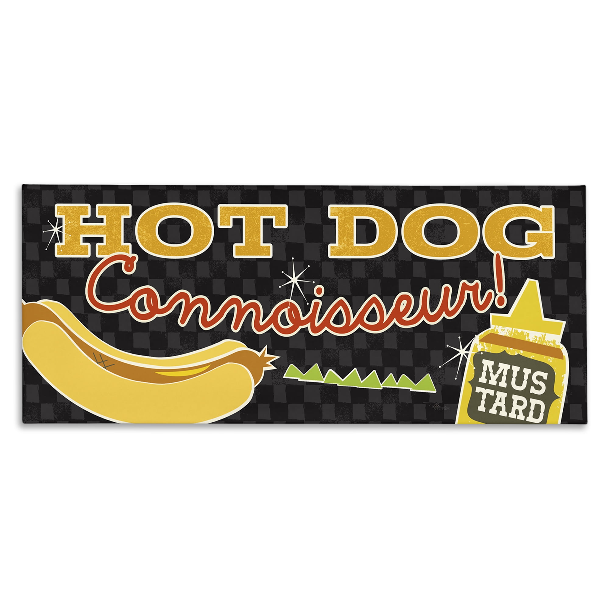 Stupell Industries Hot Dog Connoisseur Food & Beverage Painting Wrapped Canvas Art Print Wall Art, 30 x 13
