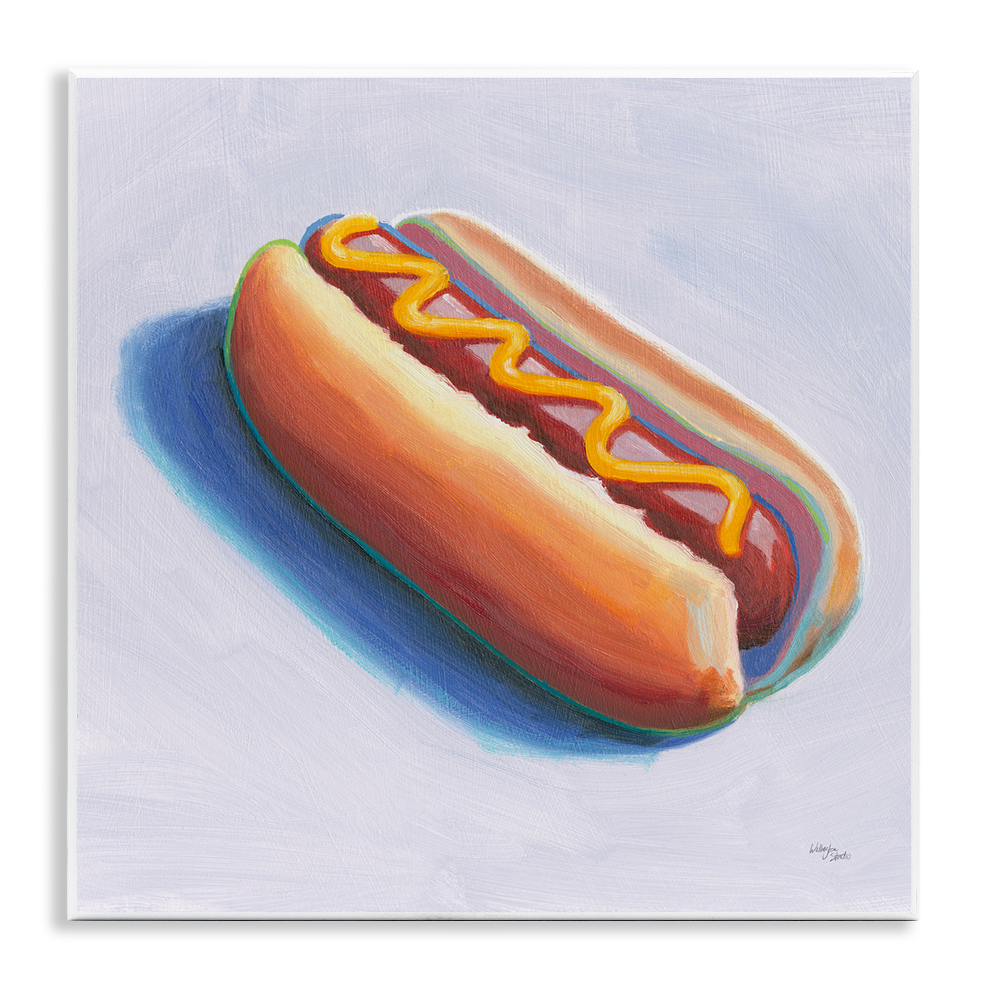 Stupell Industries Hot Dog with Mustard Food & Beverage Painting Unframed Art Print Wall Art, 12 x 12