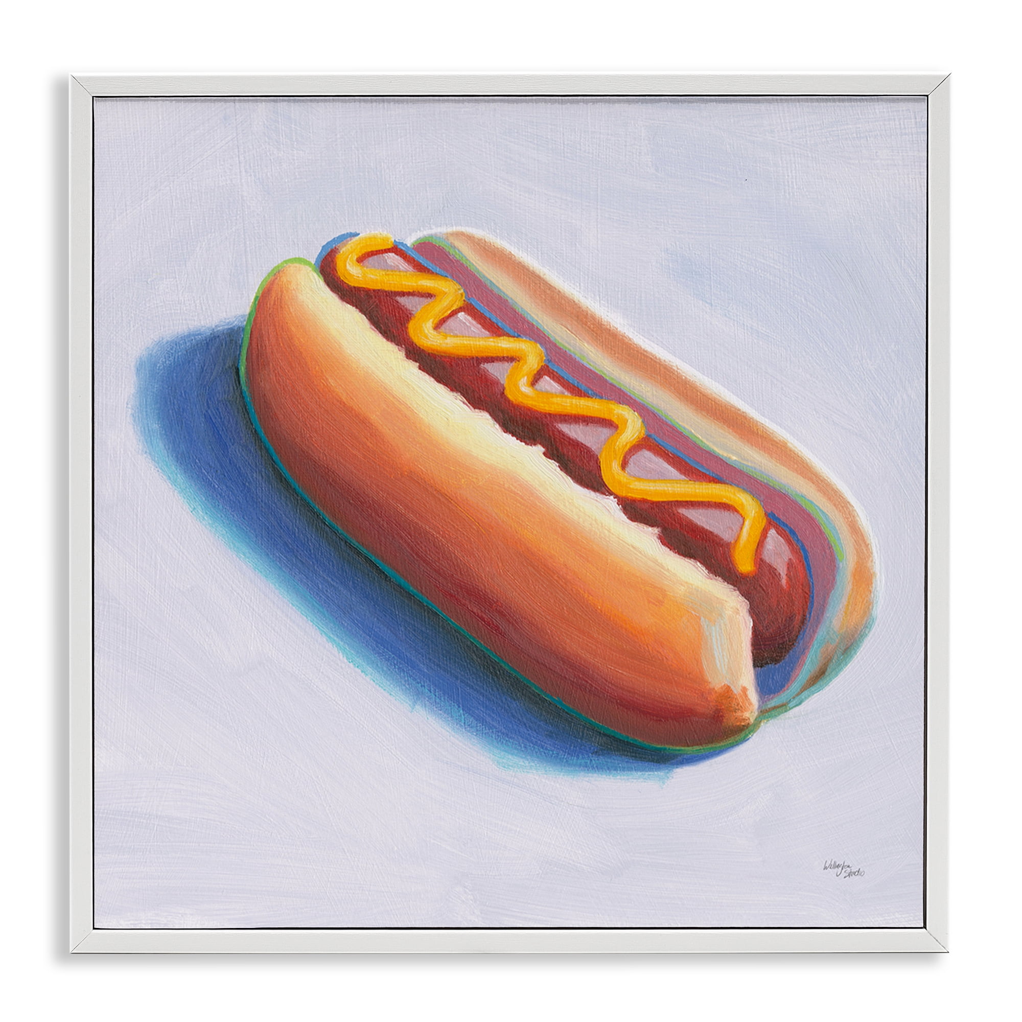 Stupell Industries Hot Dog with Mustard Food & Beverage Painting White Framed Art Print Wall Art, 24 x 24
