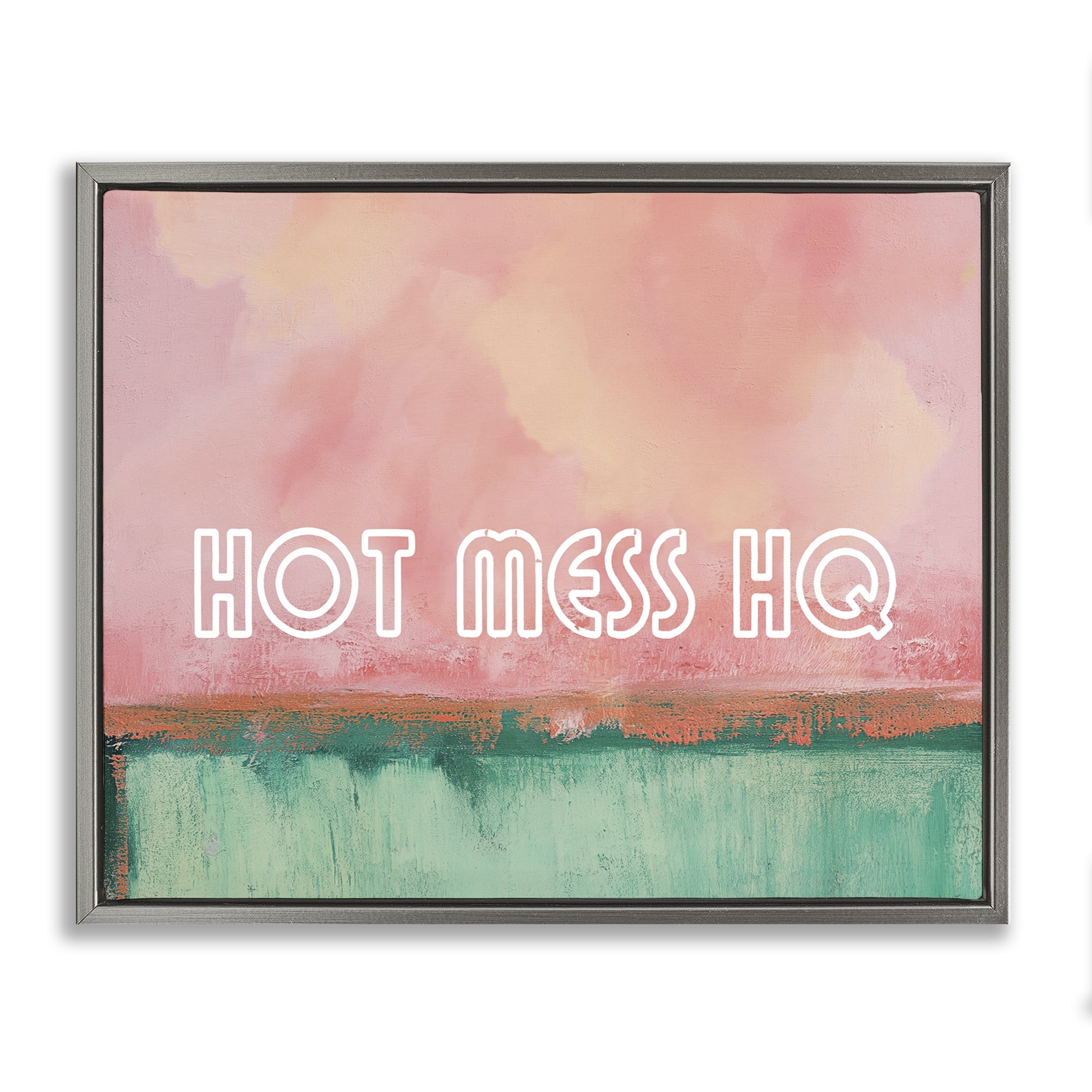 Stupell Industries Hot Mess Headquarters Gray Framed Floater Canvas Wall Art, design by Gina Kelly