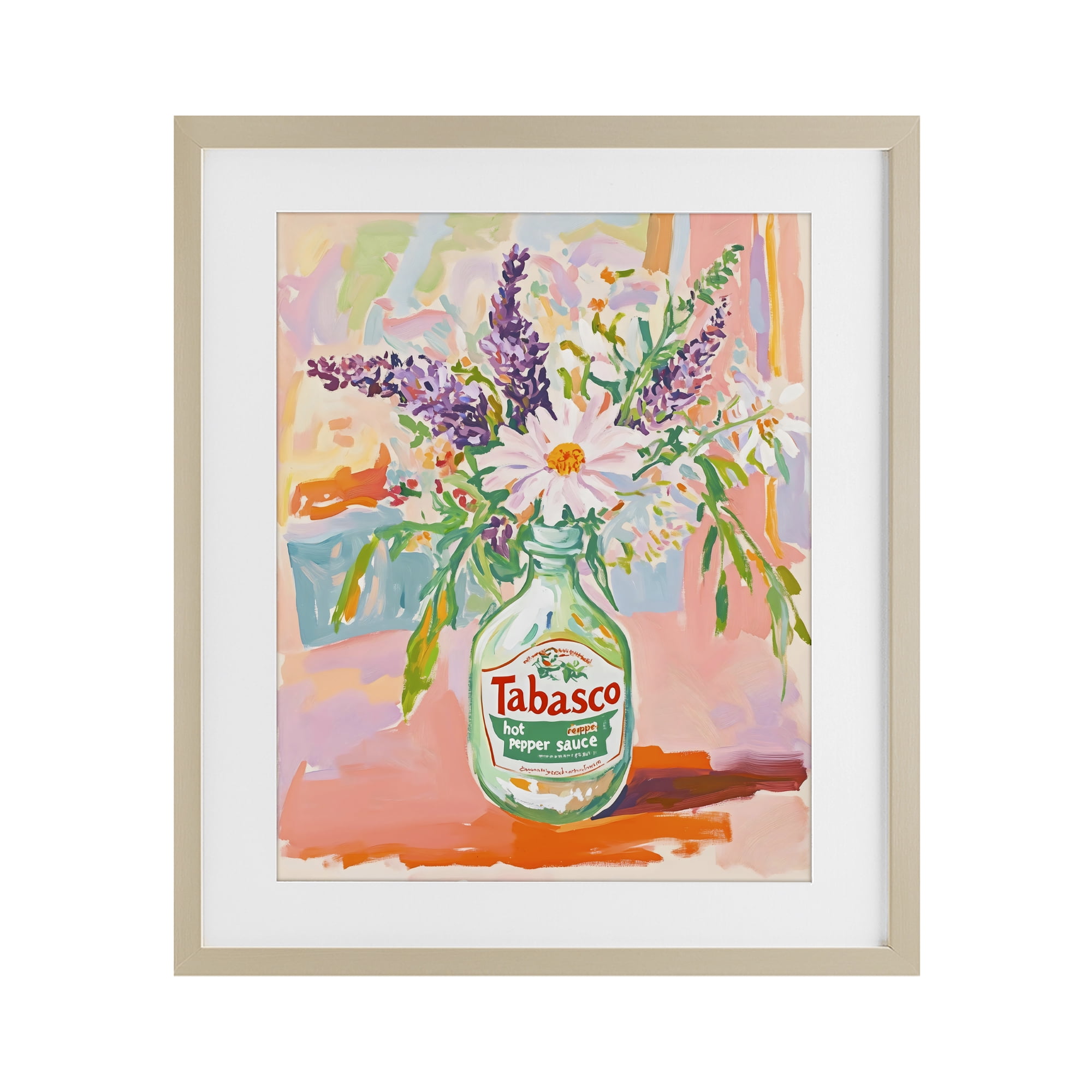 Stupell Industries Hot Sauce Bottle Bouquet Birch Framed Print Under Glass, design by The Prints Vibe