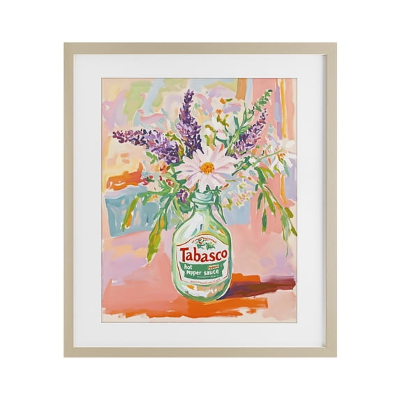 Stupell Industries Cottage Hot Sauce Bottle Bouquet Birch Framed Print Under Glass, 17 x 21, by The Prints Vibe