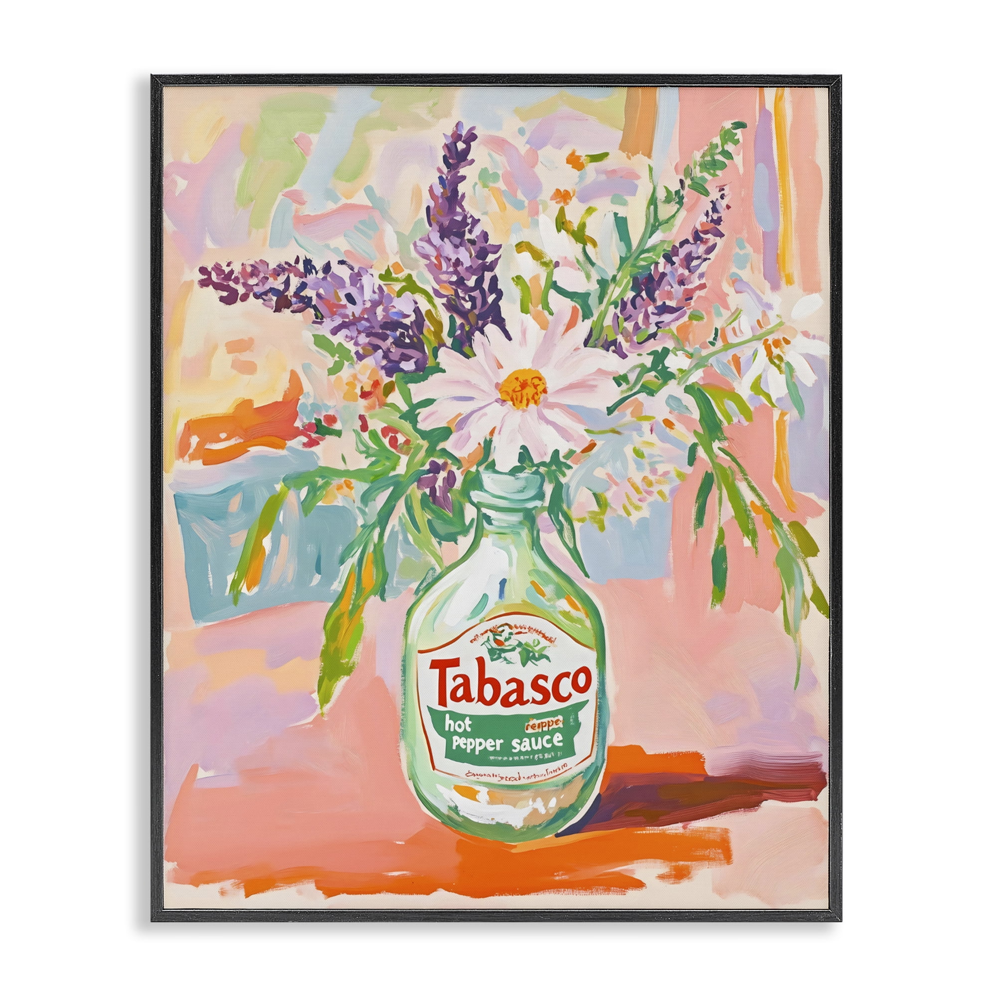 Stupell Industries Hot Sauce Bottle Bouquet Black Framed Giclee Art, design by The Prints Vibe