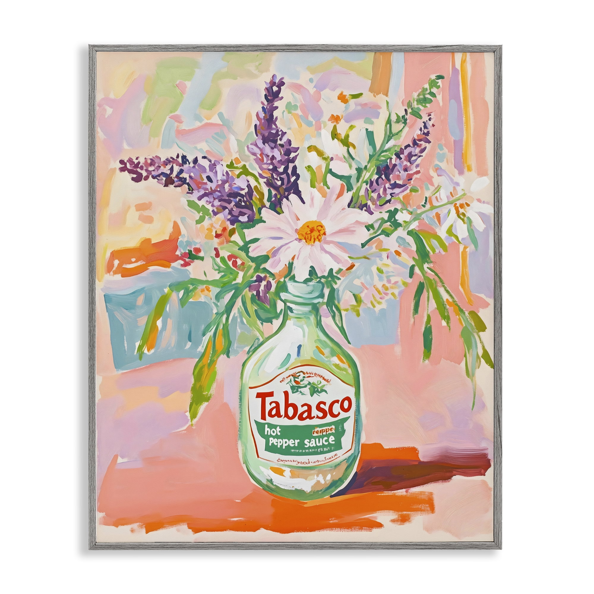 Stupell Industries Hot Sauce Bottle Bouquet Gray Framed Giclee Art, design by The Prints Vibe
