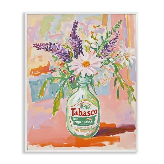 Stupell Industries Cottage Hot Sauce Bottle Bouquet White Framed Giclee Art, 24 x 30, by The Prints Vibe