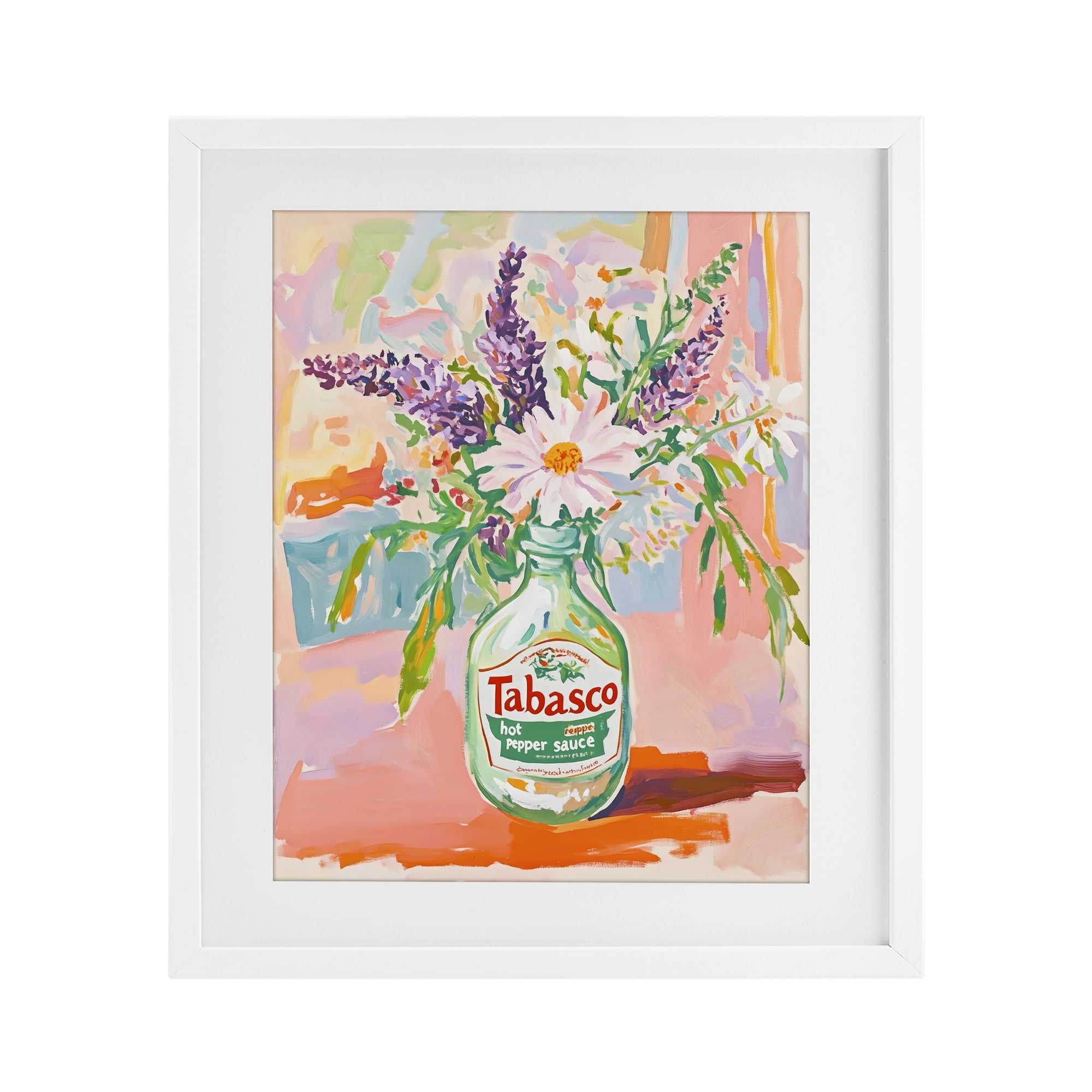 Stupell Industries Hot Sauce Bottle Bouquet White Framed Print Under Glass, design by The Prints Vibe
