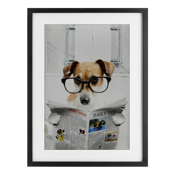 Stupell Industries Hound Concentration Bath Humor Black Framed Print Under Glass design by Jesse Keith, 23 x 17