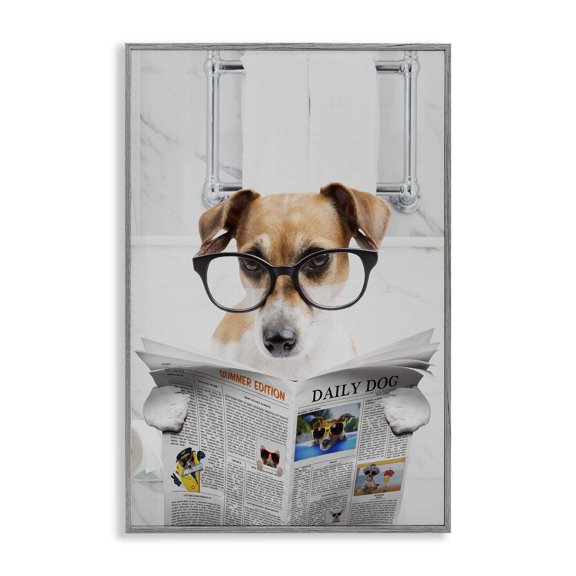 Stupell Industries Hound Concentration Bath Humor Gray Framed Giclee Art design by Jesse Keith, 18 x 12