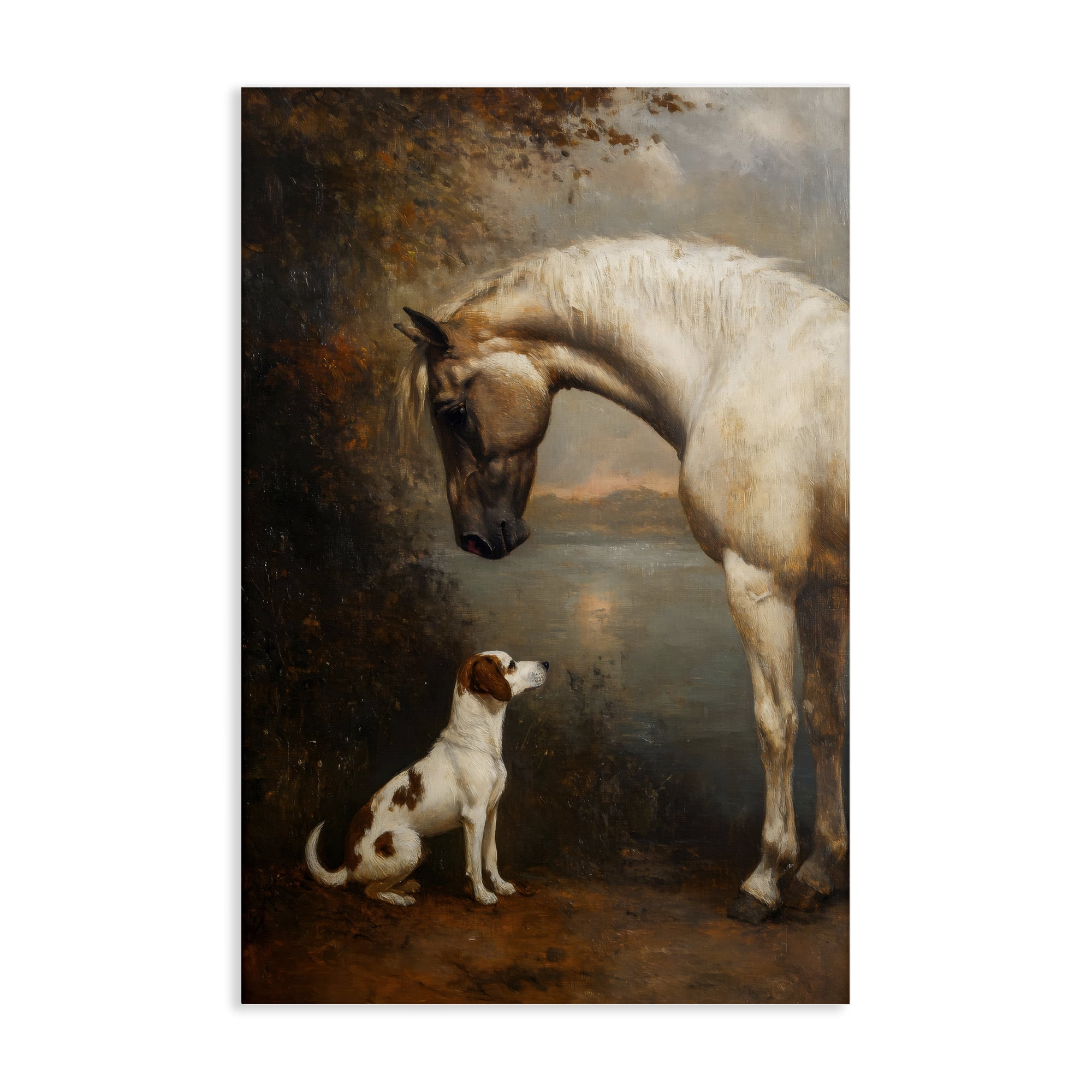 Stupell Industries Hound & Horse Vintage View Canvas Wall Art, design by Petal Prints Design