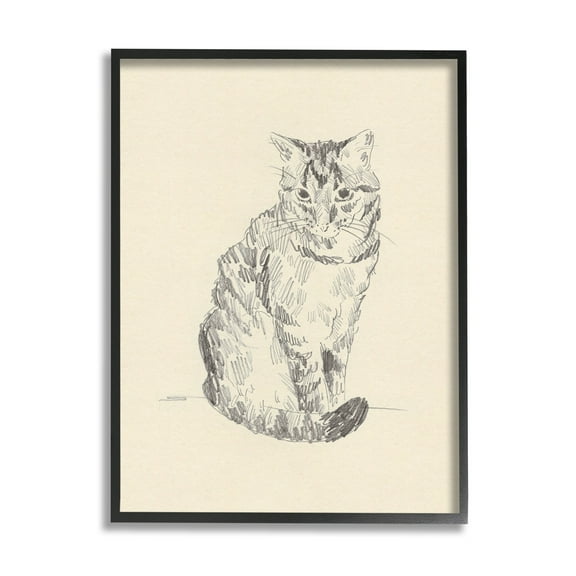 Stupell Industries House Cat Pet Portrait Pencil Sketch Traditional Illustration, 16 x 20, Design by Jacob Green