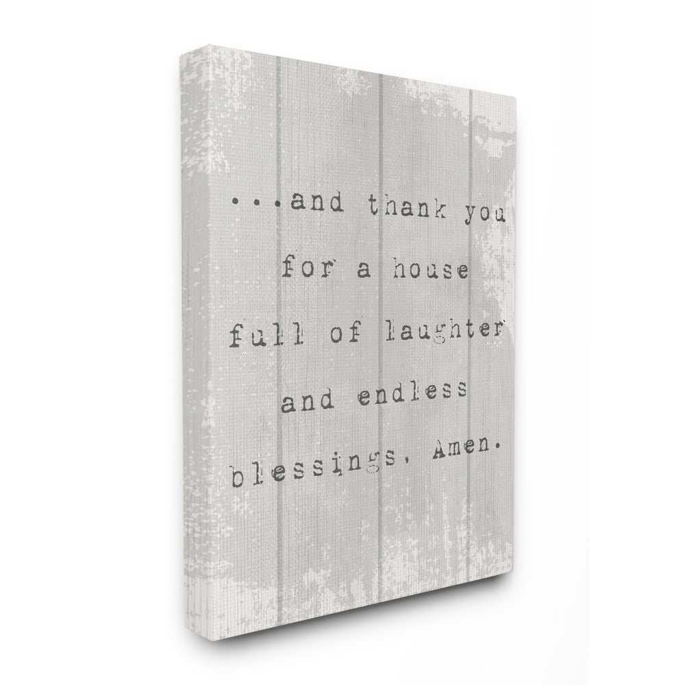 Gray Wrapped Canvas Religious Wall Art with Spiritual Phrase